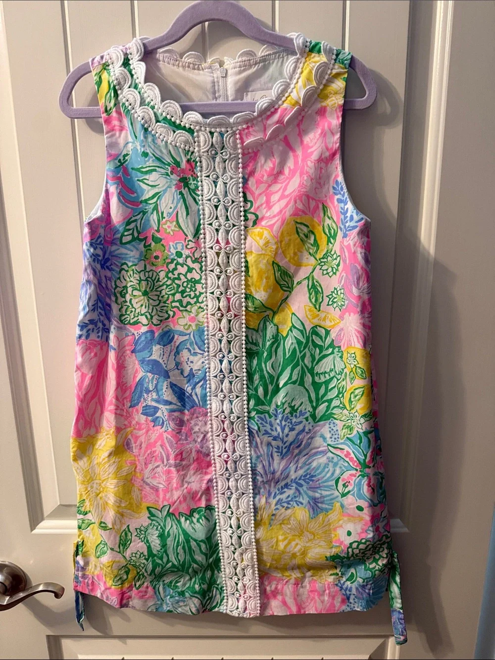 Lilly Pulitzer Girls' Sleeveless Floral Shift Dress - Pink, Green, Yellow, Blue